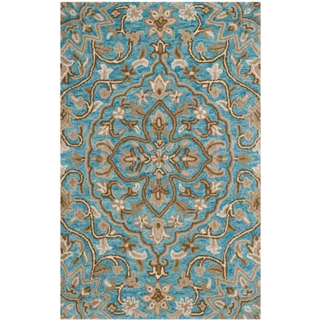 Safavieh 2 ft.-6 in. x 4 ft. Bella Hand Tufted Accent Area Rug, Blue and Taupe BEL673C-24
